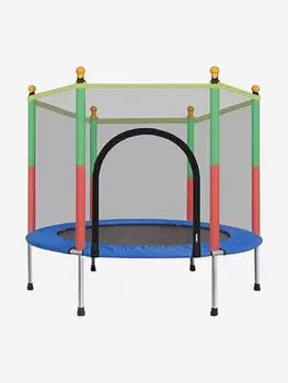 Батут детский каркасный Batutoff с защитной сеткой голубой с прямыми ножками, Синий