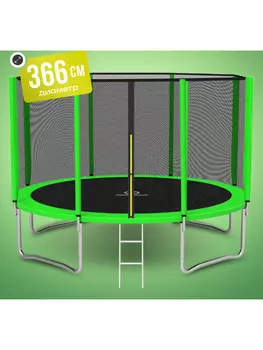 Батут детский каркасный JUMPY JUMP с защитной сеткой диаметр 366 см цвет зеленый, Зеленый