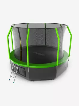 Батут каркасный EVO JUMP Cosmo 12ft зеленый + нижняя защитная сеть, диаметр 366 см, Зеленый