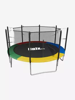 Батут каркасный UNIX Line Simple 12 ft Color с внутренней защитной сеткой, общий диаметр 366 см, до 150 кг, большой, детский батут для улицы UNIXLINE, Мультицвет