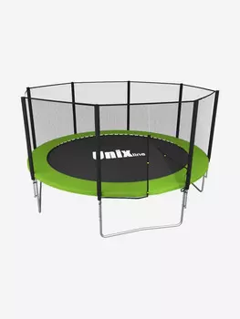 Батут каркасный UNIX Line Simple 12 ft Green с внешней защитной сеткой, общий диаметр 366 см, до 150 кг, Зеленый