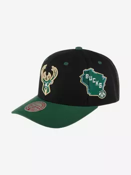 Бейсболка MITCHELL NESS HHSS7310-MBUYYPPPBLCK Milwaukee Bucks NBA (черный), Черный