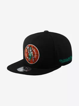 Бейсболка с прямым козырьком MITCHELL NESS HHSF4790-BCEYYPPPBLCK Boston Celtics NBA (черный), Черный