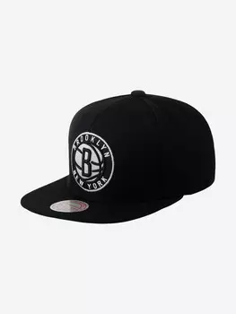 Бейсболка с прямым козырьком MITCHELL NESS 6HSSDX21129-BNEBLCK Brooklyn Nets NBA (черный), Черный