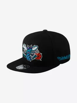 Бейсболка с прямым козырьком MITCHELL NESS HHSF4790-CHOYYPPPBLCK Charlotte Hornets NBA (черный), Черный