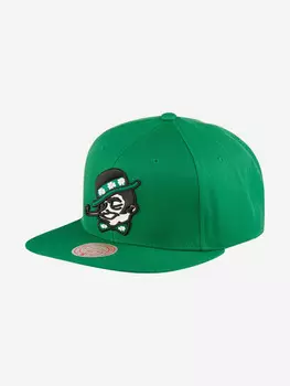 Бейсболка с прямым козырьком MITCHELL NESS 6HSSSH20054-BCEGREN Boston Celtics NBA (зеленый), Зеленый