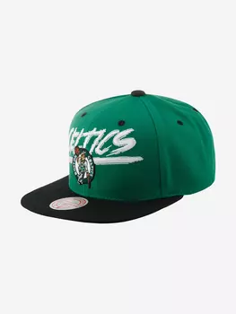 Бейсболка с прямым козырьком MITCHELL NESS HHSS5732-BCEYYPPPGNBK Boston Celtics NBA (зеленый), Зеленый