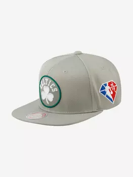Бейсболка с прямым козырьком MITCHELL NESS 6HSSMM21064-BCESILV Boston Celtics NBA (белый), Белый