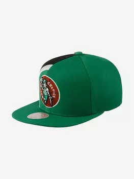 Бейсболка с прямым козырьком MITCHELL NESS HHSS2992-BCEYYPPPGREN Boston Celtics NBA (зеленый), Зеленый