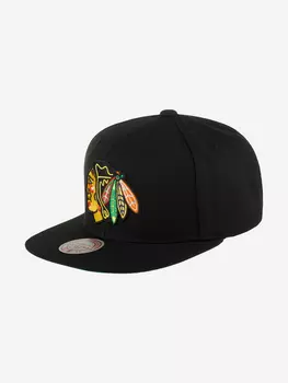 Бейсболка с прямым козырьком MITCHELL NESS HHSS6743-CBHYYPPPBLCK Chicago Blackhawks NHL (черный), Черный