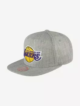 Бейсболка с прямым козырьком MITCHELL NESS HHSS3272-LALYYPPPGYHT Los Angeles Lakers NBA (серый), Серый