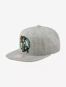 Бейсболка с прямым козырьком MITCHELL NESS HHSS3272-BCEYYPPPGYHT Boston Celtics NBA (серый), Серый