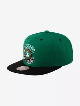 Бейсболка с прямым козырьком MITCHELL NESS HHSS5289-BCEYYPPPGREN Boston Celtics NBA (зеленый), Зеленый