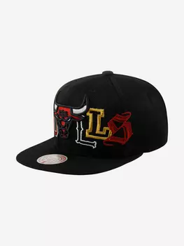 Бейсболка с прямым козырьком MITCHELL NESS HHSS3180-CBUYYPPPBLCK Chicago Bulls NBA (черный), Черный