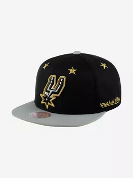 Бейсболка с прямым козырьком MITCHELL NESS 6HSSDX19024-SASBKGYTDU San Antonio Spurs NBA (черный), Черный