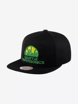 Бейсболка с прямым козырьком MITCHELL NESS 6HSSJS19079-SSUBLCK Seattle Supersonics NBA (черный), Черный