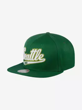 Бейсболка с прямым козырьком MITCHELL NESS 6HSSJS19079-SSUGNWH Seattle Supersonics NBA (зеленый), Зеленый