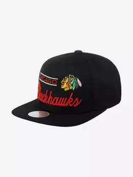 Бейсболка с прямым козырьком MITCHELL NESS 6HSSLD21213-CBHBLCK Chicago Blackhawks NHL (черный), Черный