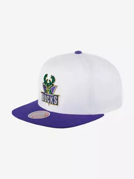 Бейсболка с прямым козырьком MITCHELL NESS 6HSSSH21294-MBUWHPR Milwaukee Bucks NBA (белый), Белый