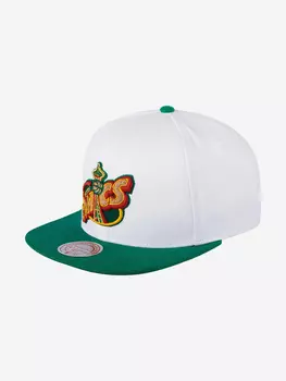 Бейсболка с прямым козырьком MITCHELL NESS 6HSSSH21294-SSUWHGN Seattle Supersonics NBA (белый), Белый