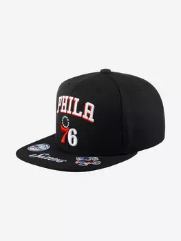 Бейсболка с прямым козырьком MITCHELL NESS HHSS2998-P76YYPPPBLCK Philadelphia 76Ers NBA (черный), Черный