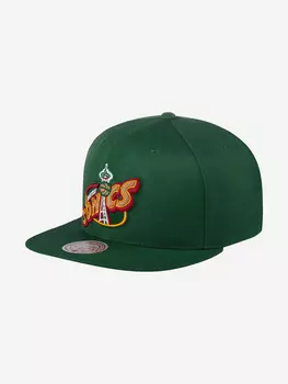 Бейсболка с прямым козырьком MITCHELL NESS HHSS3258-SSUYYPPPGREN Seattle Supersonics NBA (зеленый), Зеленый