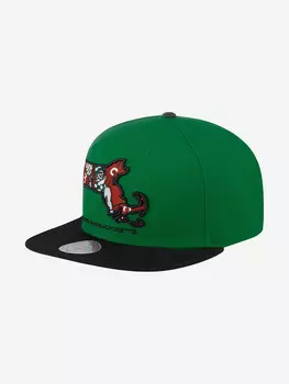 Бейсболка с прямым козырьком MITCHELL NESS HHSS3459-BCEYYPPPGNBK Boston Celtics NBA (зеленый), Зеленый