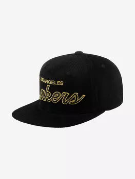 Бейсболка с прямым козырьком MITCHELL NESS HHSS4798-LALYYPPPBLCK Los Angeles Lakers NBA (черный), Черный