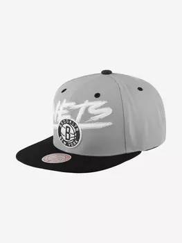 Бейсболка с прямым козырьком MITCHELL NESS HHSS5732-BNEYYPPPGYBK Brooklyn Nets NBA (серый), Серый