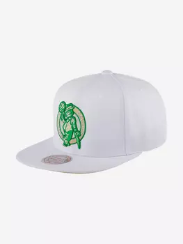 Бейсболка с прямым козырьком MITCHELL NESS HHSS5742-BCEYYPPPWHIT Boston Celtics NBA (белый), Белый