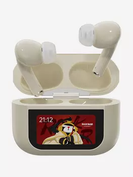 Беспроводные наушники с шумоподавлением и цветным дисплеем ROCK A5 Pro Smart Touch Screen ANC TWS Earphones белые, Белый