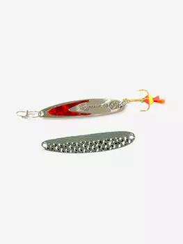 Блесна для рыбалки ECOPRO Судачья красный флекс,60мм, 10г,Sb/SRF золот.крюч. зимняя на судака, щуку, окуня, вертикальная, Серебряный
