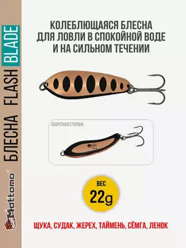Блесна для рыбалки колеблющаяся Mottomo Flash Blade 22g Copper Black для спиннинга. Колебалка на щуку,судака,таймень, Черный