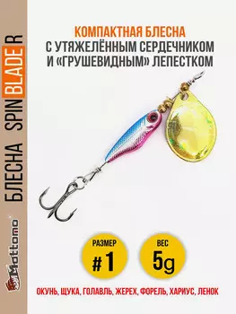 Блесна для рыбалки Spin Blade R #1 5g Silver Gold на окуня голавля щуку, Мультицвет