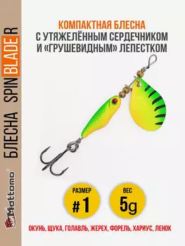 Блесна для рыбалки Spin Blade R #1 5g Fire Tiger на окуня голавля щуку, Мультицвет