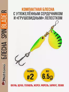 Блесна для рыбалки Spin Blade R #2 6.5g Fire Tiger на окуня голавля, Мультицвет