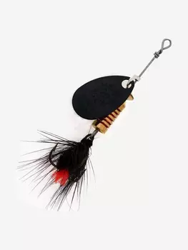 Блесна для рыбалки вертушка Mepps AGLIA MOUCHE, 00, Black/Black fly, 1 штука, Черный