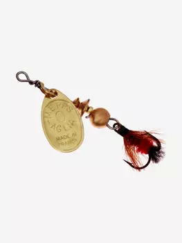 Блесна для рыбалки вертушка Mepps AGLIA MOUCHE, 0, Gold/Red fly, 1 штука, Золотой