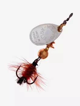 Блесна для рыбалки вертушка Mepps AGLIA MOUCHE, 00, SILVER/Red fly, 1 штука, Серебряный