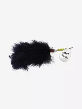 Блесна для рыбалки вертушка Mepps GIANT MARABOU Silver/Black (блистер), Серебряный