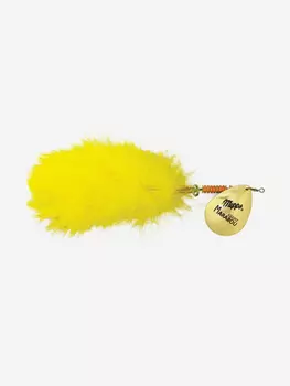 Блесна для рыбалки вертушка Mepps GIANT MARABOU Gold/Yellow (блистер), Золотой