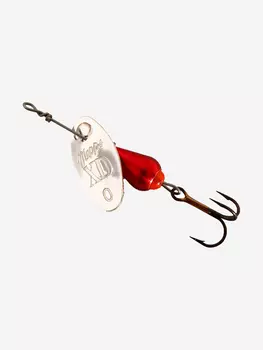 Блесна для рыбалки вертушка Mepps XD PLATINUM, 0, S/Red, 1 штука, Серебряный