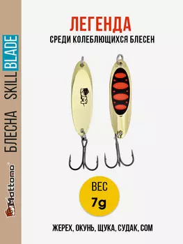 Блесна колеблющаяся для рыбалки Mottomo Skill Blade 7g Gold 15 . Колебалка на жереха, щуку, окуня, голавля, форель, Золотой