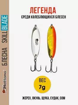 Блесна колеблющаяся для рыбалки Mottomo Skill Blade 7g 005 . Колебалка на жереха, щуку, окуня, голавля, форель, Мультицвет