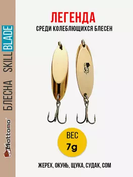 Блесна колеблющаяся для рыбалки Mottomo Skill Blade 7g Gold. Колебалка на жереха, щуку, окуня, голавля, форель, Золотой