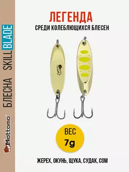 Блесна колеблющаяся для рыбалки Mottomo Skill Blade 7g Gold 12 . Колебалка на жереха, щуку, окуня, голавля, форель, Золотой
