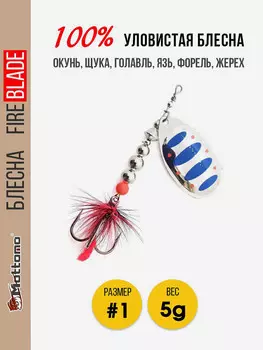 Блесна вращающаяся для рыбалки Mottomo Fire Blade #1 5g Silver 21, Мультицвет