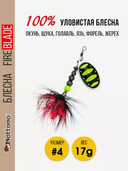 Блесна вращающаяся для рыбалки Mottomo Fire Blade #4 17g Silver 23, Мультицвет