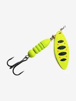 Блесна вращающаяся для рыбалки Mottomo Willow Blade #1 6g Fluo 48 для спиннинга. Вертушка на голавля, жереха, щуку, Желтый