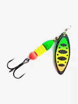 Блесна вращающаяся для рыбалки Mottomo Willow Blade#1 6g Fire Tiger 54 для спиннинга. Вертушка на голавля, жереха, щуку, Мультицвет